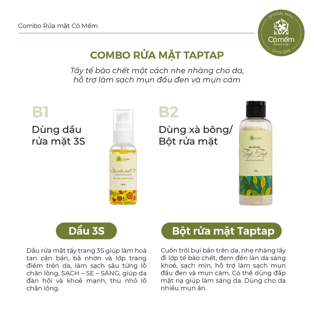 Bộ Rửa Mặt 2 Bước Taptap Cỏ Mềm