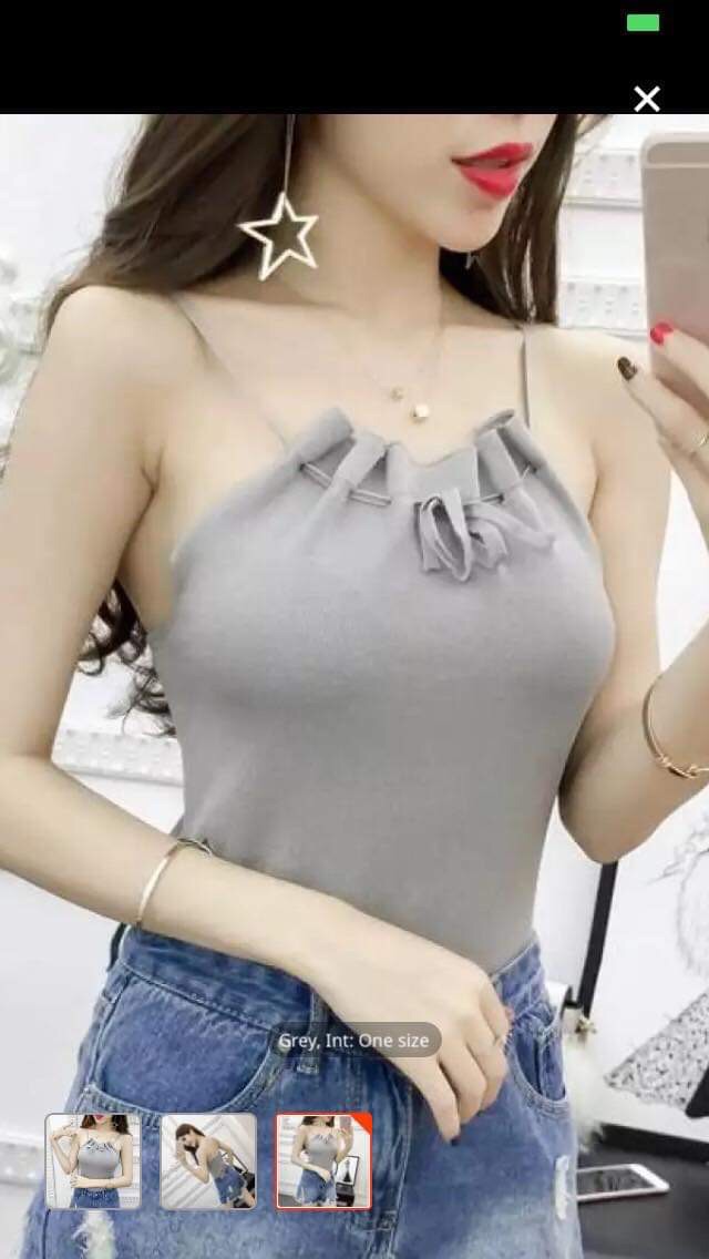 [HCM]Áo thun hai dây cổ nơ Crop top 40k