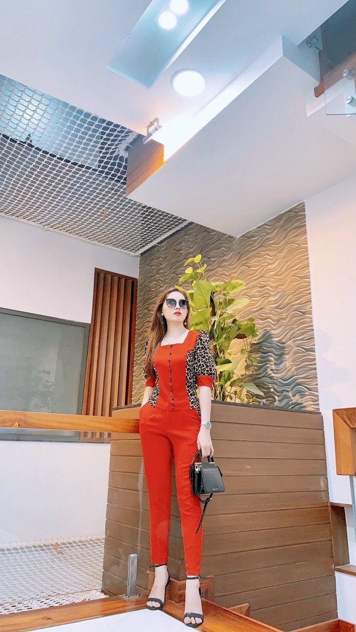 Bộ đồ nữ phối da beo hàng chuẩn đẹp