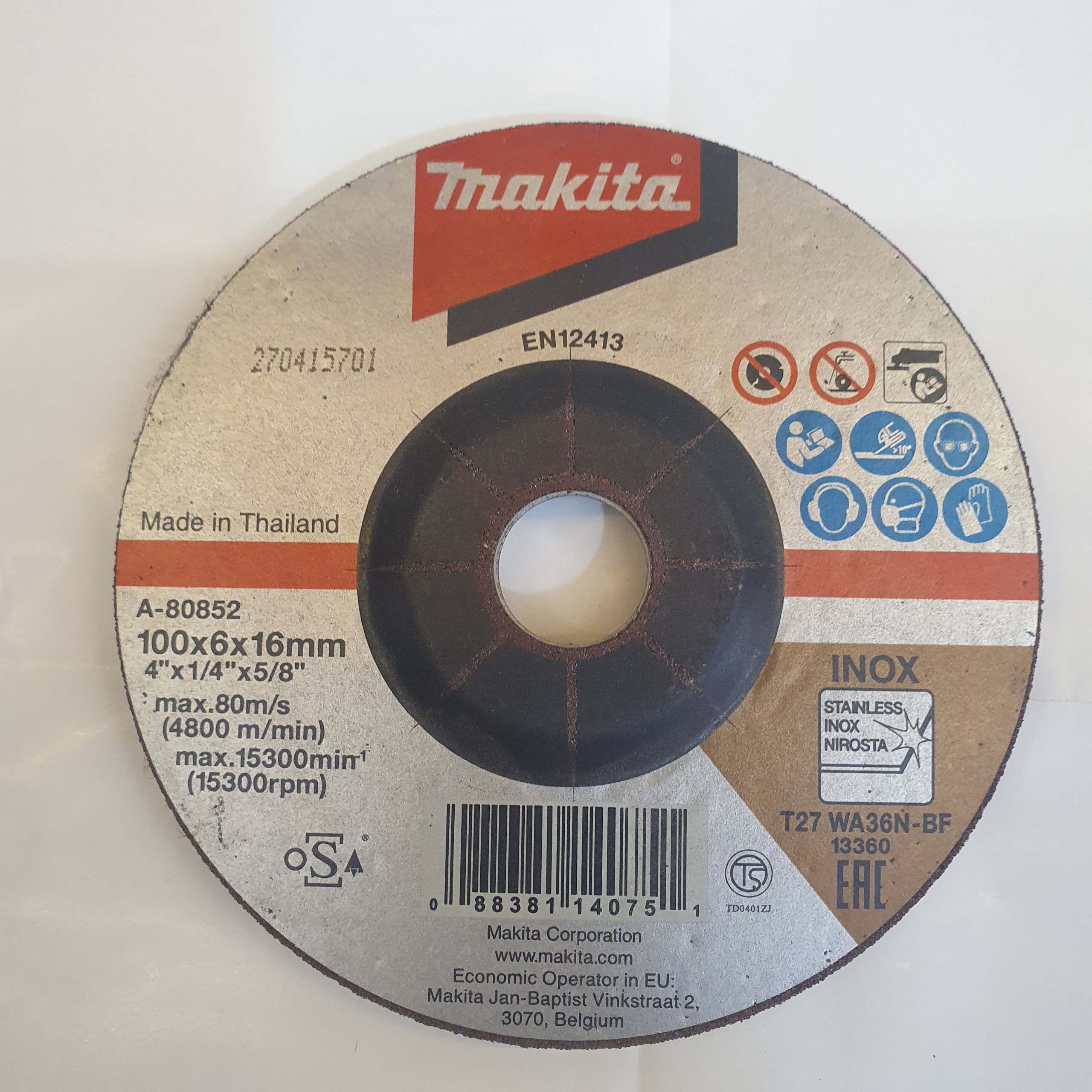 Đá mài cho inox Makita A-80656 (100 x 6 x 16MM)