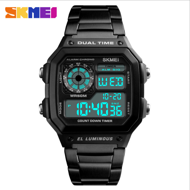 Đồng hồ thể thao điện tử nam Skmei 1335 Digital Watch dây thép không gỉ