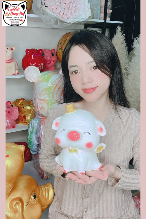 Heo đất lợn đất thiên sứ 2 size khủng lồ và size bé dễ thương