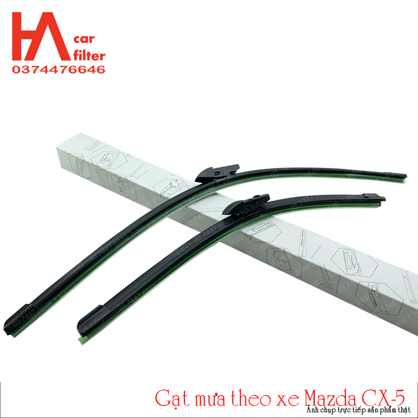 Bộ 2 cần gạt mưa Silicon theo xe Mazda CX-5 đời 2018~nay. Bảo hành 6 tháng. Tặng 03 viên sủi rửa kính khi mua bộ gạt mưa ô tô.