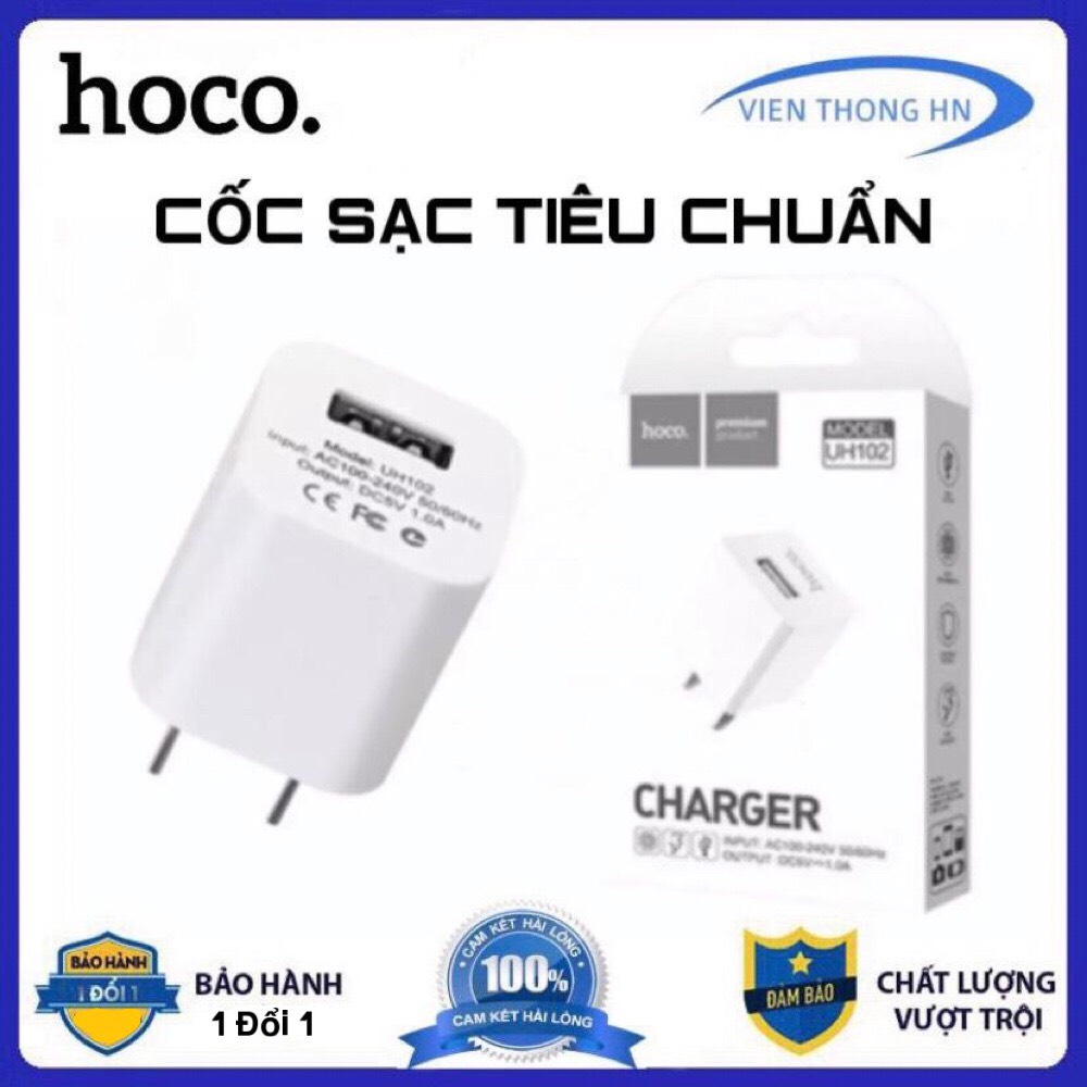 Củ Sạc Tiêu Chuẩn Hoco UH102 Thiết Kế Màu Trắng Đơn Sắc Sang Trọng Tốc Độ Sạc Nhanh Chuẩn Độ Bền Cao