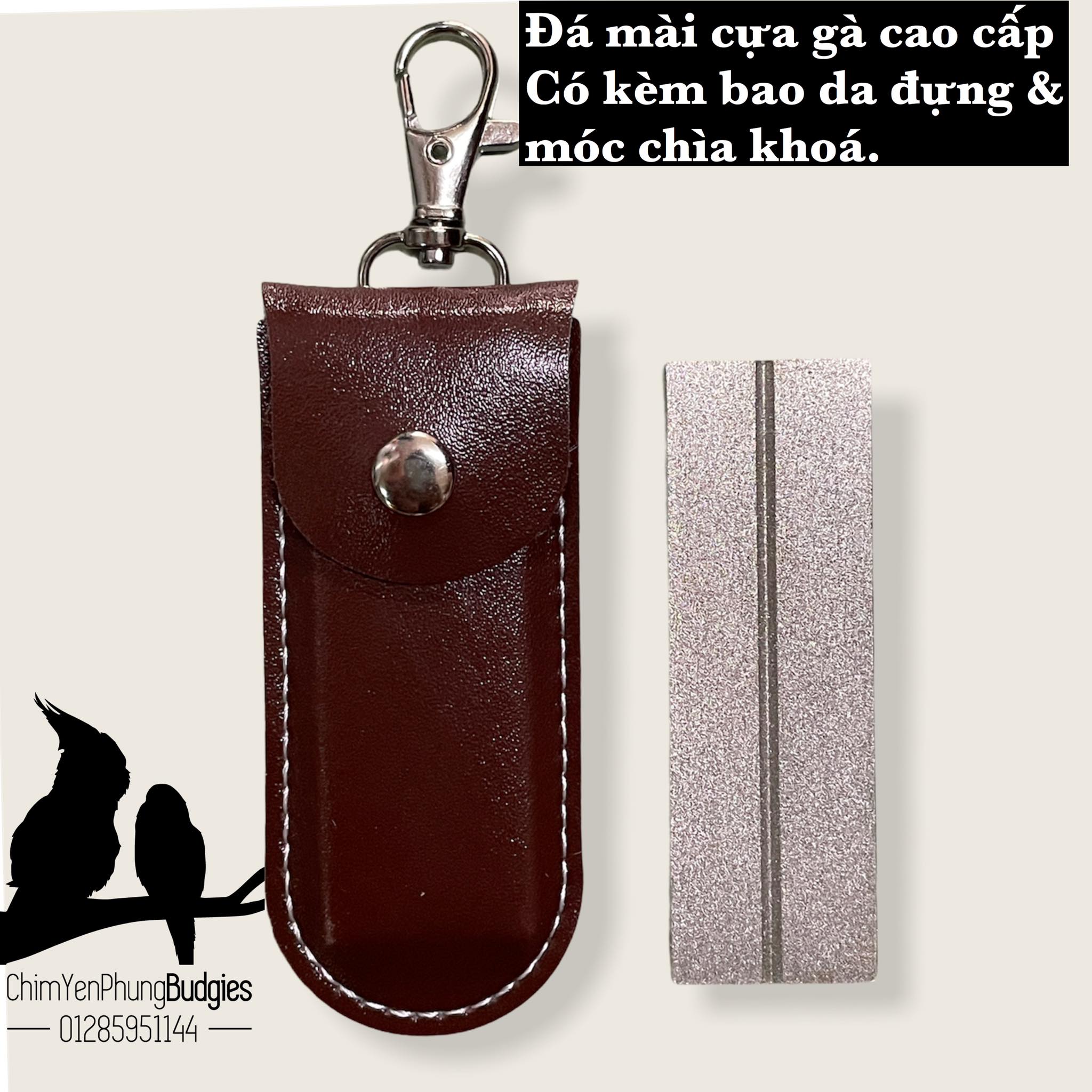 Đá mài cựa 2 mặt mịn cho gà đá (Có kèm bao da đựng)