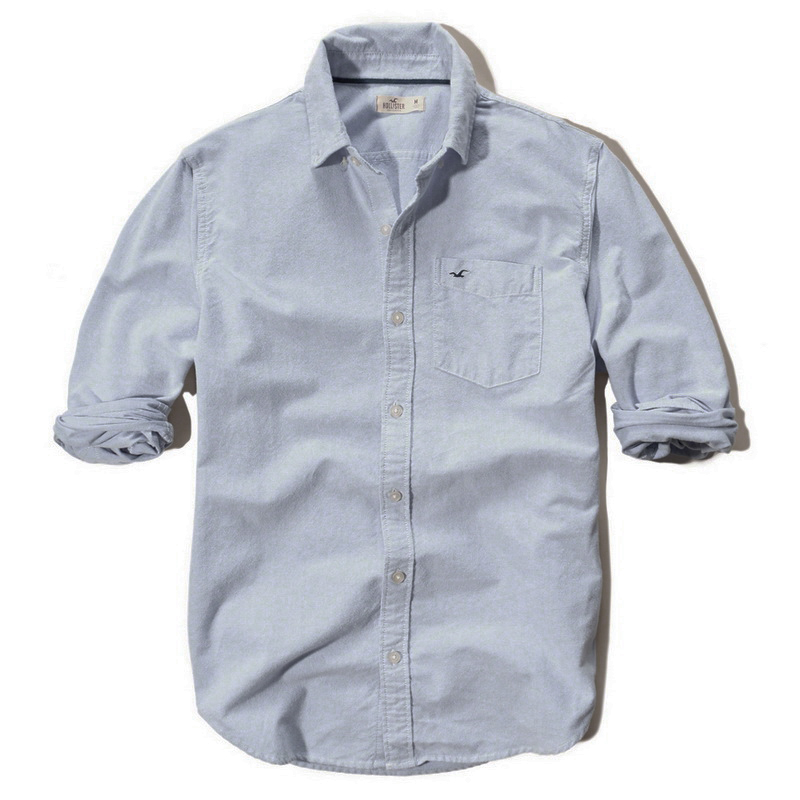 Áo sơ mi nam tay dài Hollister màu Xám Môn vải Oxford - Đỉnh Cao Hàng Xuất