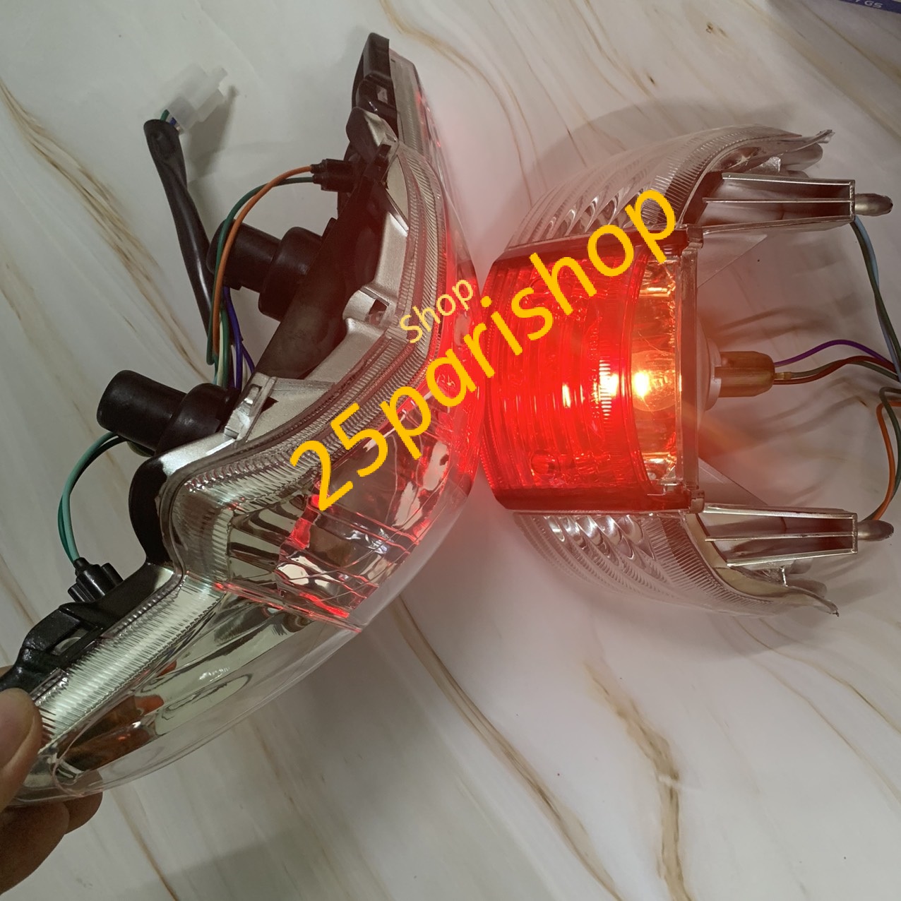 ( Combo 2 món ) pha đèn trước ,đèn hậu xe Wave Alpha - đời 2002 -2006