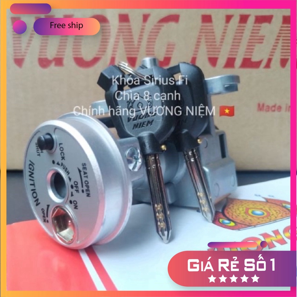 (KHOÁ CHỐNG TRỘM VƯƠNG NIỆM) Bộ Ổ Khoá Xe Sirius Fi Chìa 8 Cạnh Chống Trộm Cao Cấp ĐỒ CHƠI XE MÁY GIÁ SỈ