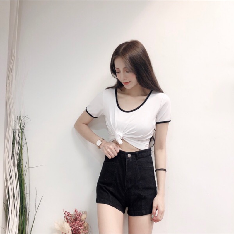 Áo thun nữ form body phối viền màu thời trang