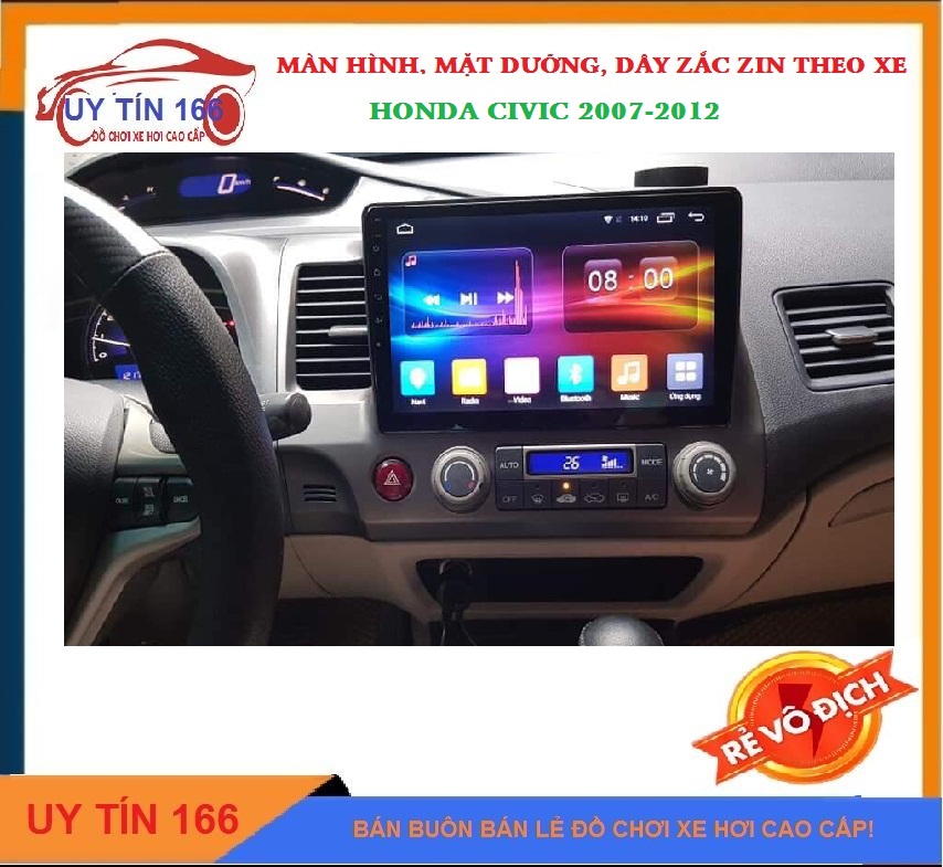 Bộ màn hình Android cho xe HONDA CIVIC 2007-2012, với hệ điều hành 10.1, màn kết nối wifi, tích hợp bản đồ chỉ đường