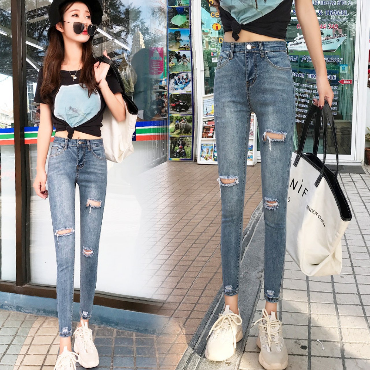 Quần jean nữ lưng cao chất giãn siêu đẹp 1044 -a2-37