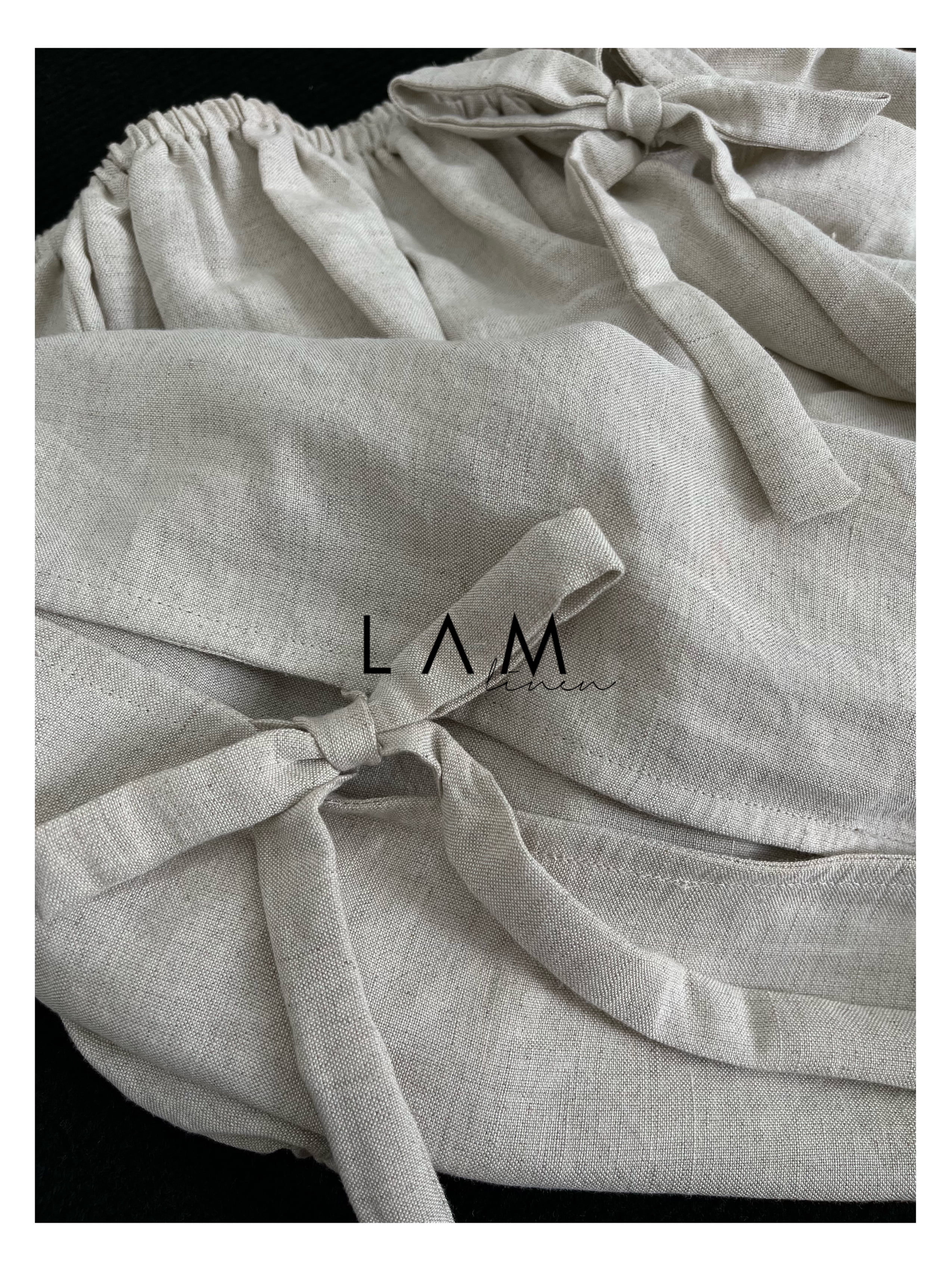 Áo kiểu trễ vai thắt nơ  Linen