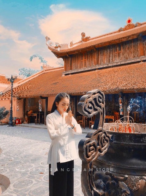 [HCM]ĐỒ LAM ĐI CHÙA CAO CẤP THÊU CÁ THẮT NƠ EO