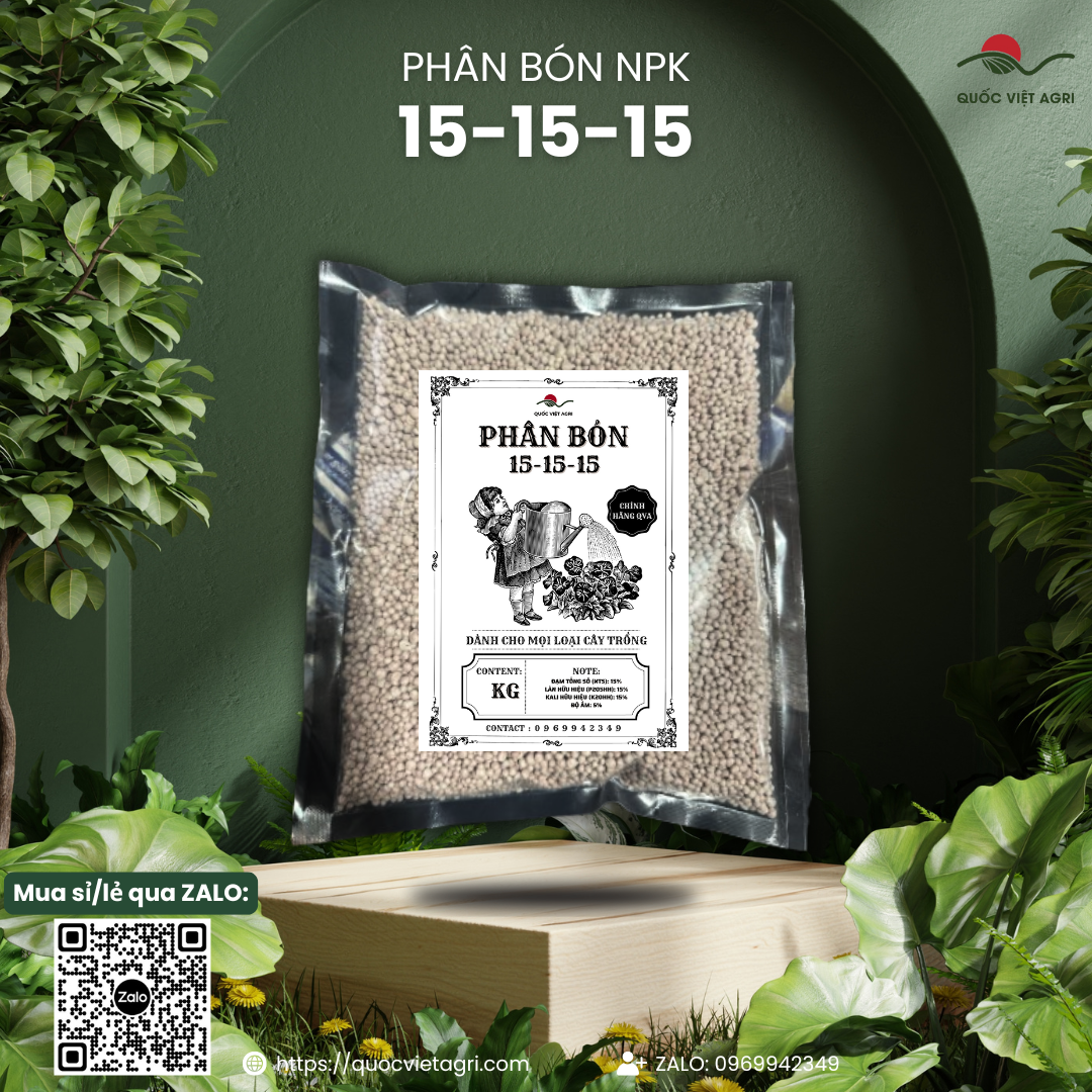 Phân bón NPK 15-15-15 (gói 1KG) - Kích tăng trưởng, chồi lá khỏe, ra hoa nhiều