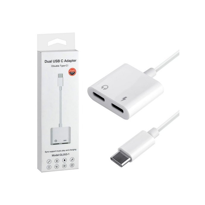 Cáp Chia Type-C Ra (2 Đầu Type-C) Sạc Và Tai Nghe