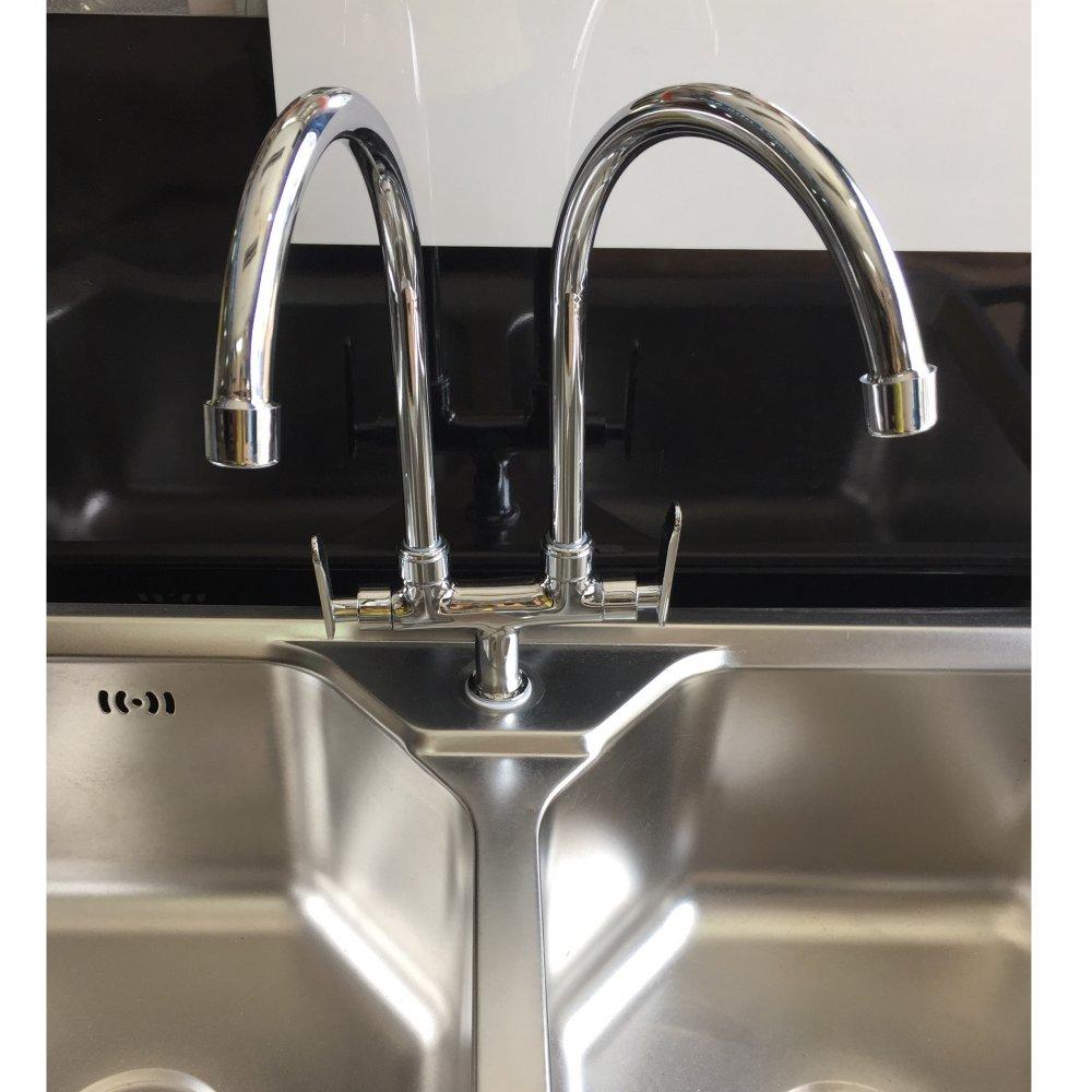 [HCM]Bộ vòi rửa chén lạnh đôi DHC-051 - Đồng thau mạ crome