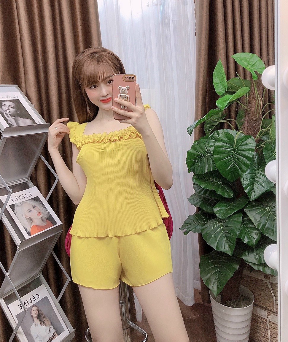 Đồ bộ mặc nhà kate lụa đùi dễ thương 476