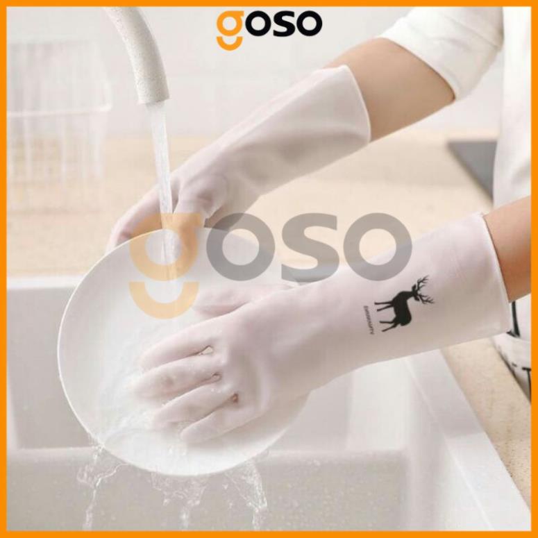 Bao Tay Rửa Chén Cao Su Hình Hươu Siêu Dai