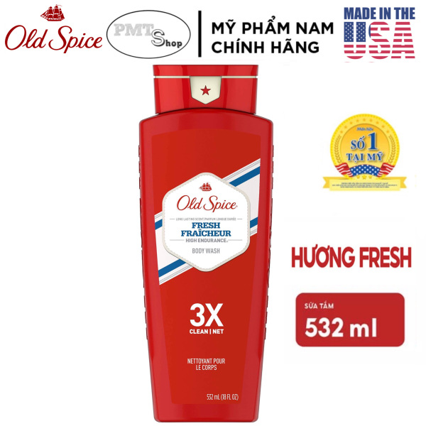 [USA] Sữa tắm nam Gel Old Spice Fresh Fraicheur High Endurance 3X 532ml tươi mát - Mỹ