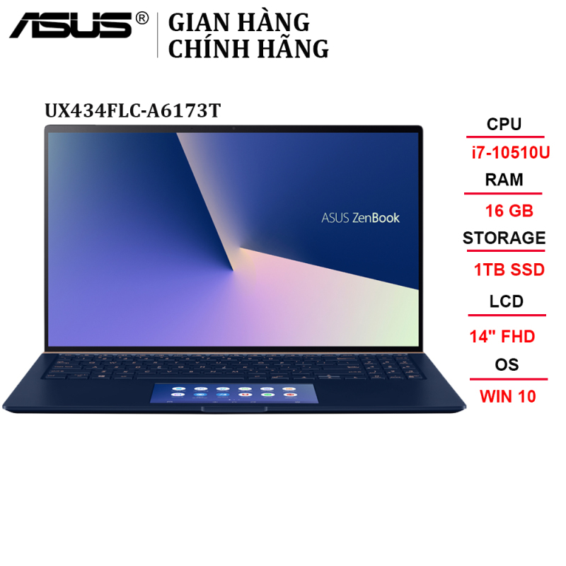 Laptop ASUS ZenBook UX434FLC-A6173T i7-10510U | 16GB | 512GB | MX250 2GB | 14 FHD | Win 10 - Chính hãng