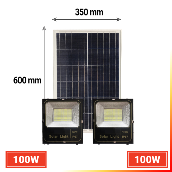 Đèn năng lượng mặt trời 1 tấm pin 2 đèn công suất 60 - 100 W mỗi đèn