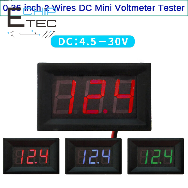 Vôn Kế Điện Một Chiều Mini 2 Dây 0.36 Inch, Máy Đo Điện Áp Hiển Thị Kỹ Thuật Số DC 4.5-30V Đỏ/Xanh Dương/Xanh Lá Cây