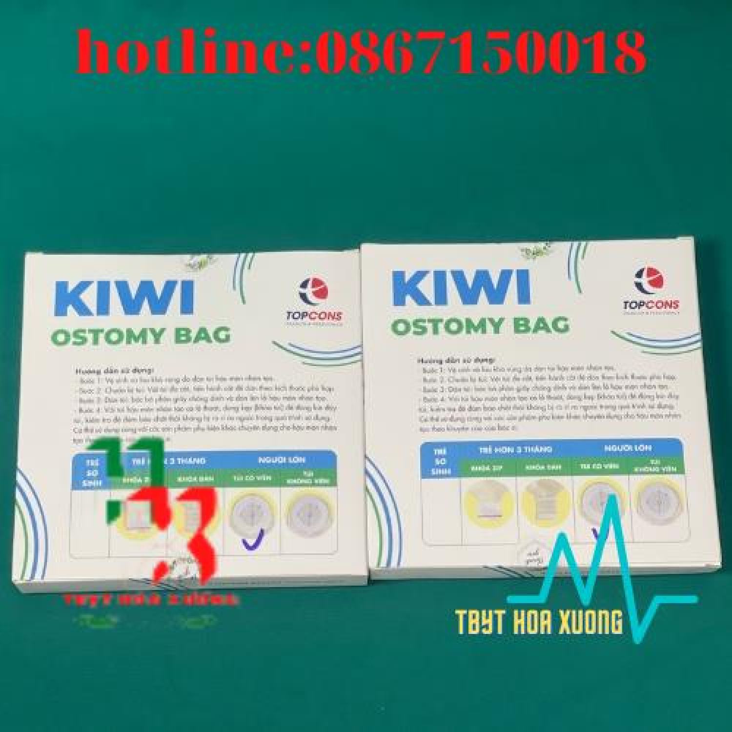 (siêu rẻ)Combo 10 túi hậu môn nhân tạo Kiwi