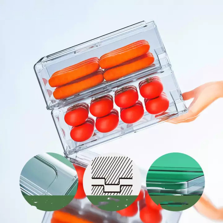 Hộp Tủ Lạnh Ngăn Kéo HKStorae, Hộp Đựng Tủ Lạnh Xếp Chồng Cho Thú Cưng, Hộp Đựng Thức Ăn Tủ Lạnh Nhà Bếp Hộp Đựng Thức Ăn Trứng Tủ Lạnh