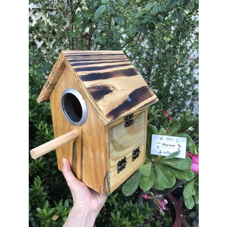 Tổ gỗ mái nhà dành cho chim, vẹt dòng nhỏ như : finch, yến phụng, 7 màu, lovebird, ....