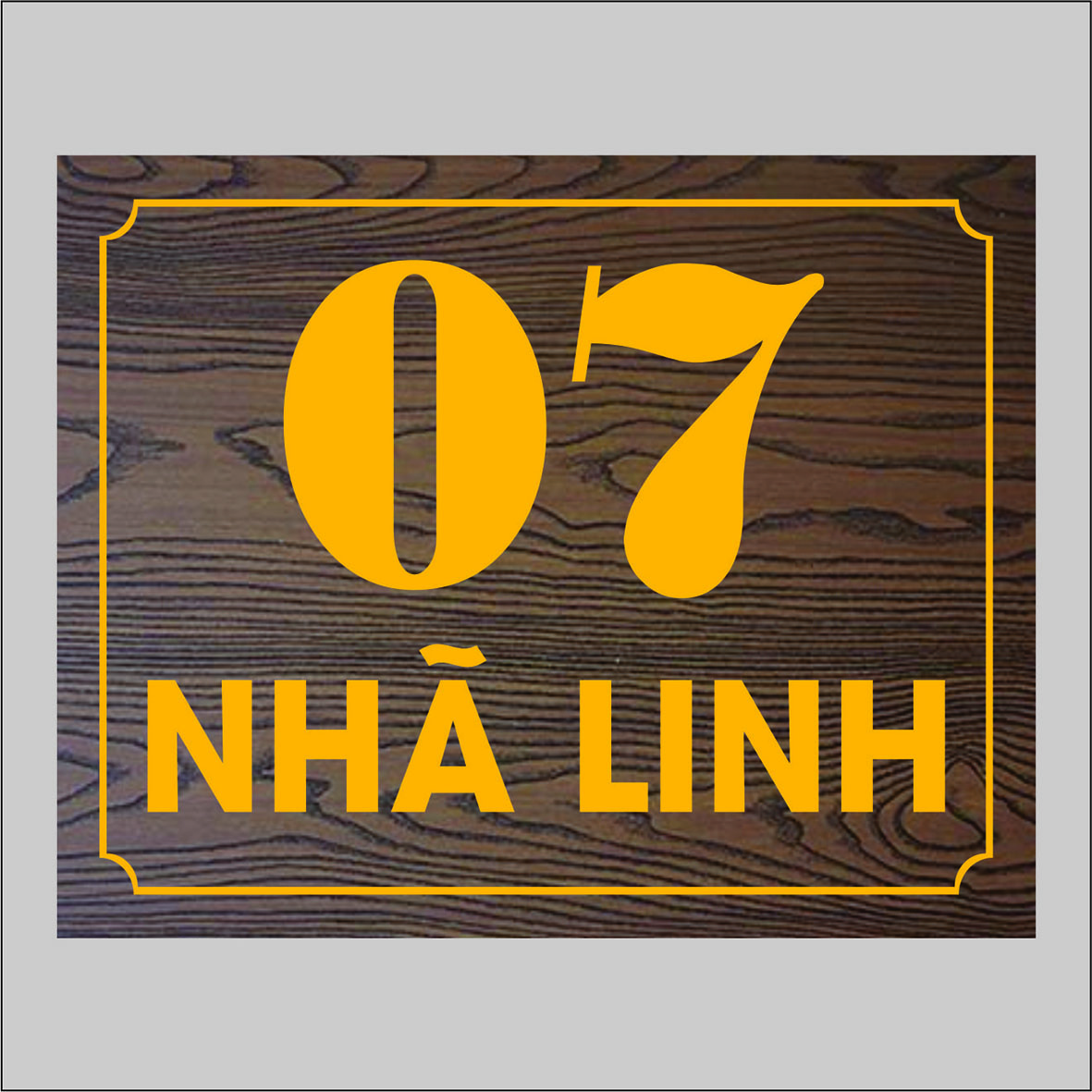 Biển số nhà Mica in vân gỗ 20x30cm ( bảo hành vĩnh viễn)