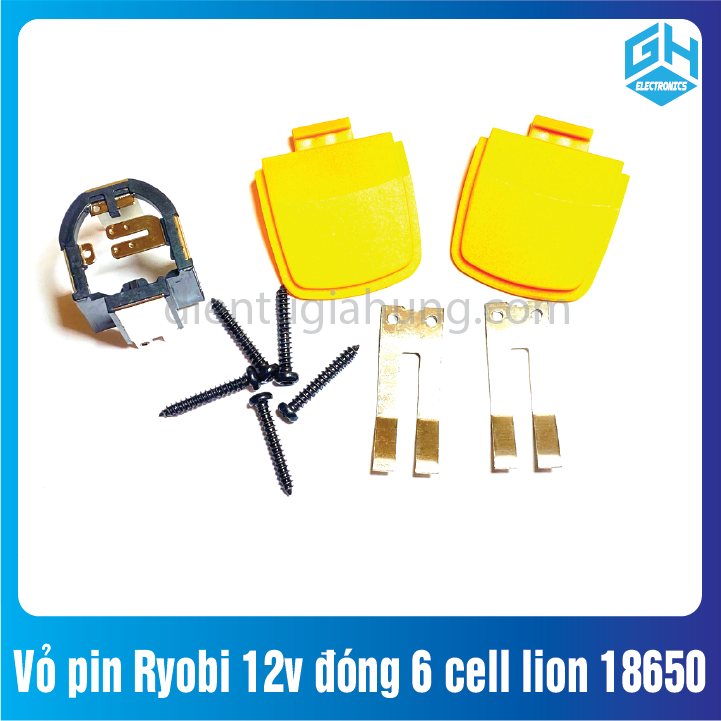 Vỏ pin Ryobi 12v đóng 6 cell lion 18650