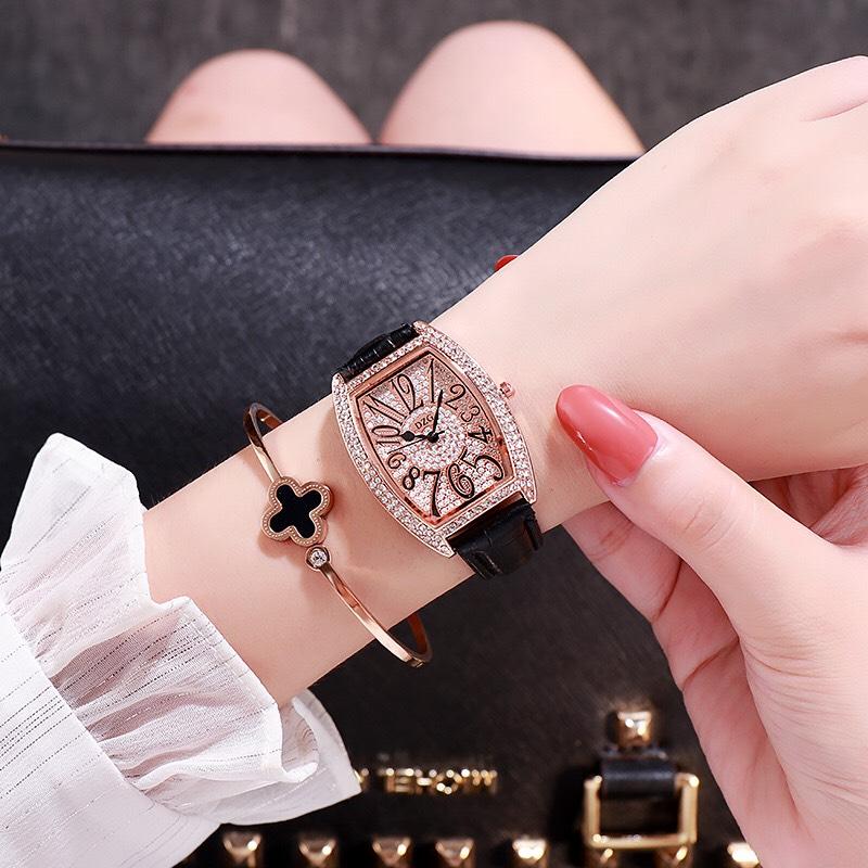 [HCM]Đồng hồ nữ DZG mặt ovan đính đá cao cấp hottrend