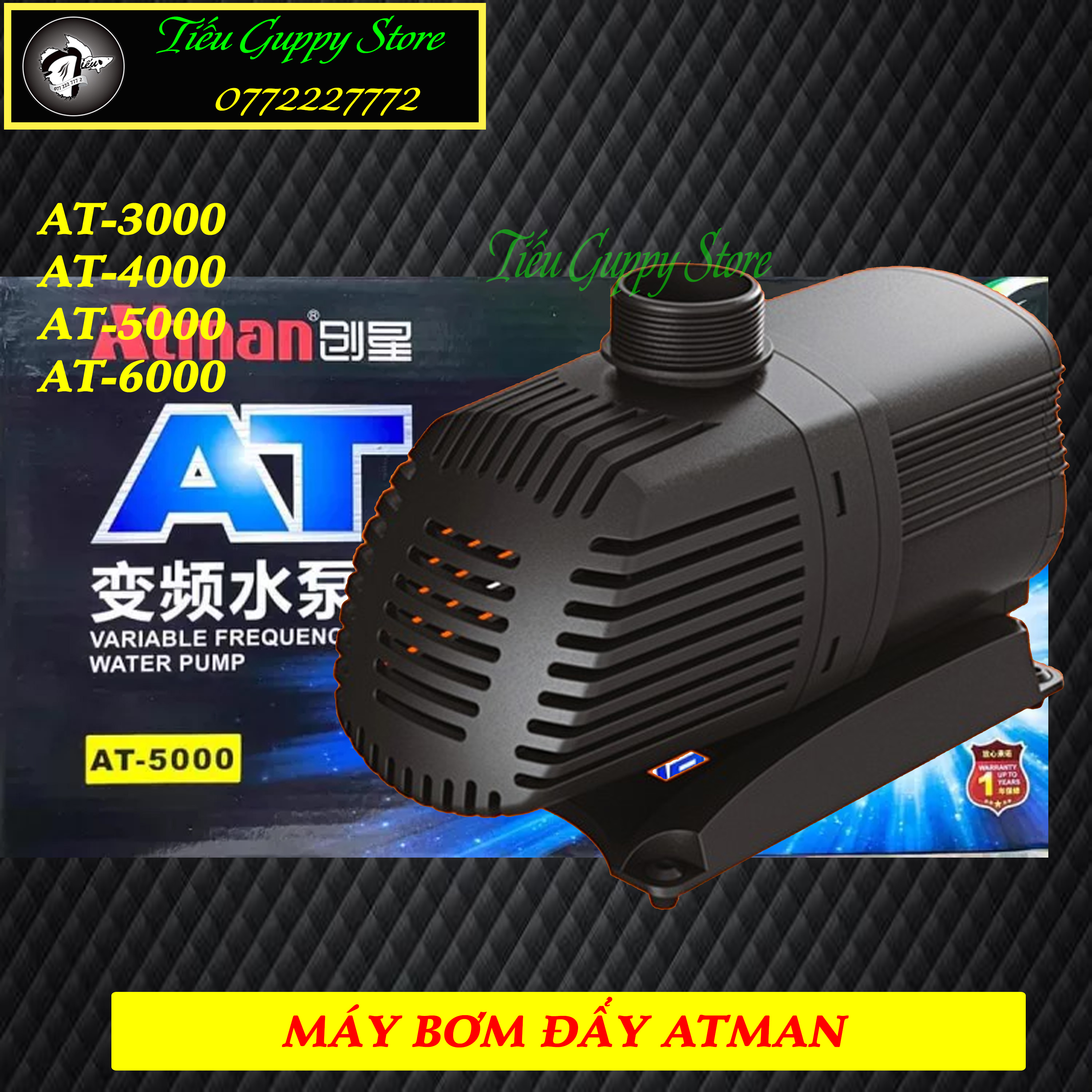 Máy bơm đẩy atman tiết kiệm điện at-3000, at-4000, at-5000, at-6000 chuyên dụng cho bể cá cảnh, cá koi