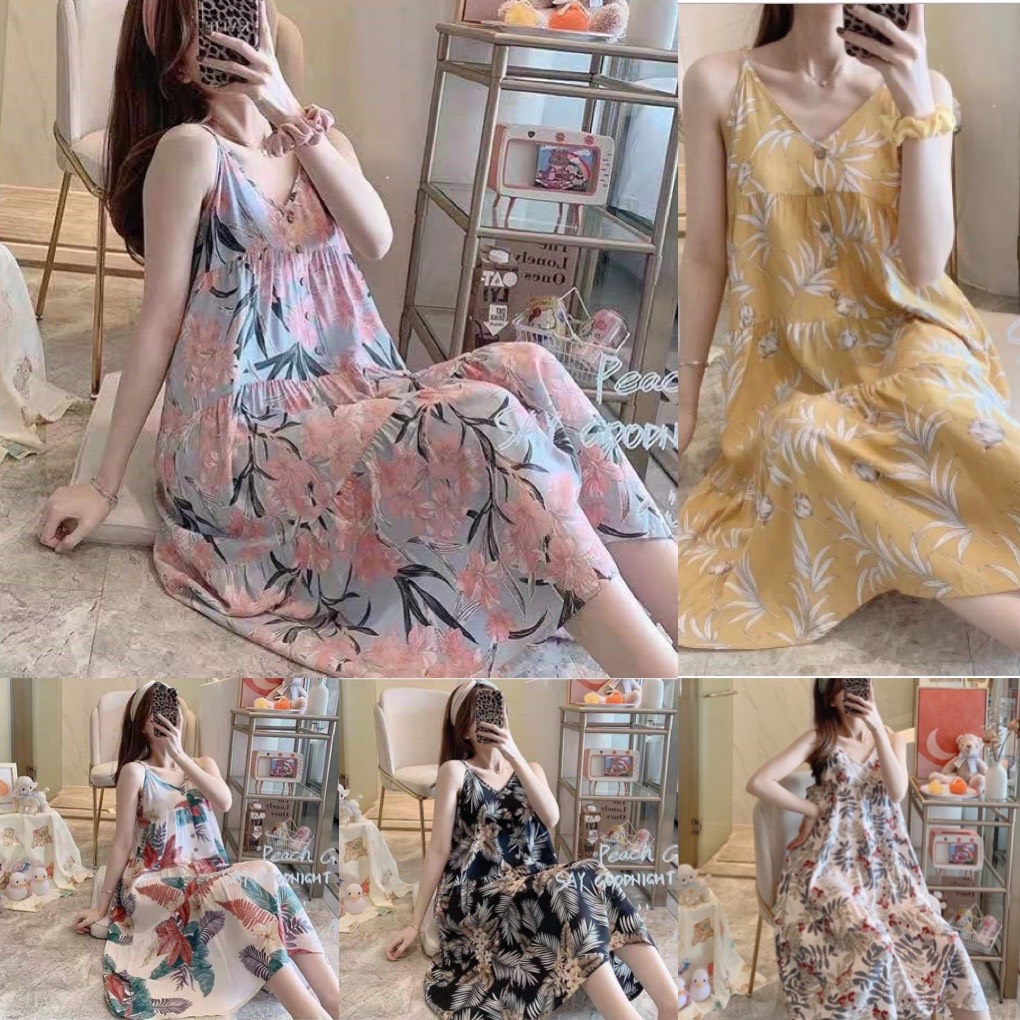 Váy 2 Dây Lanh Mặc Nhà VN60