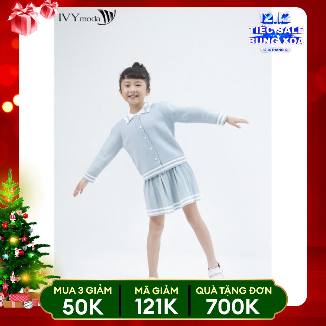 Chân váy len xếp ly bé gái IVY moda MS 30G0285