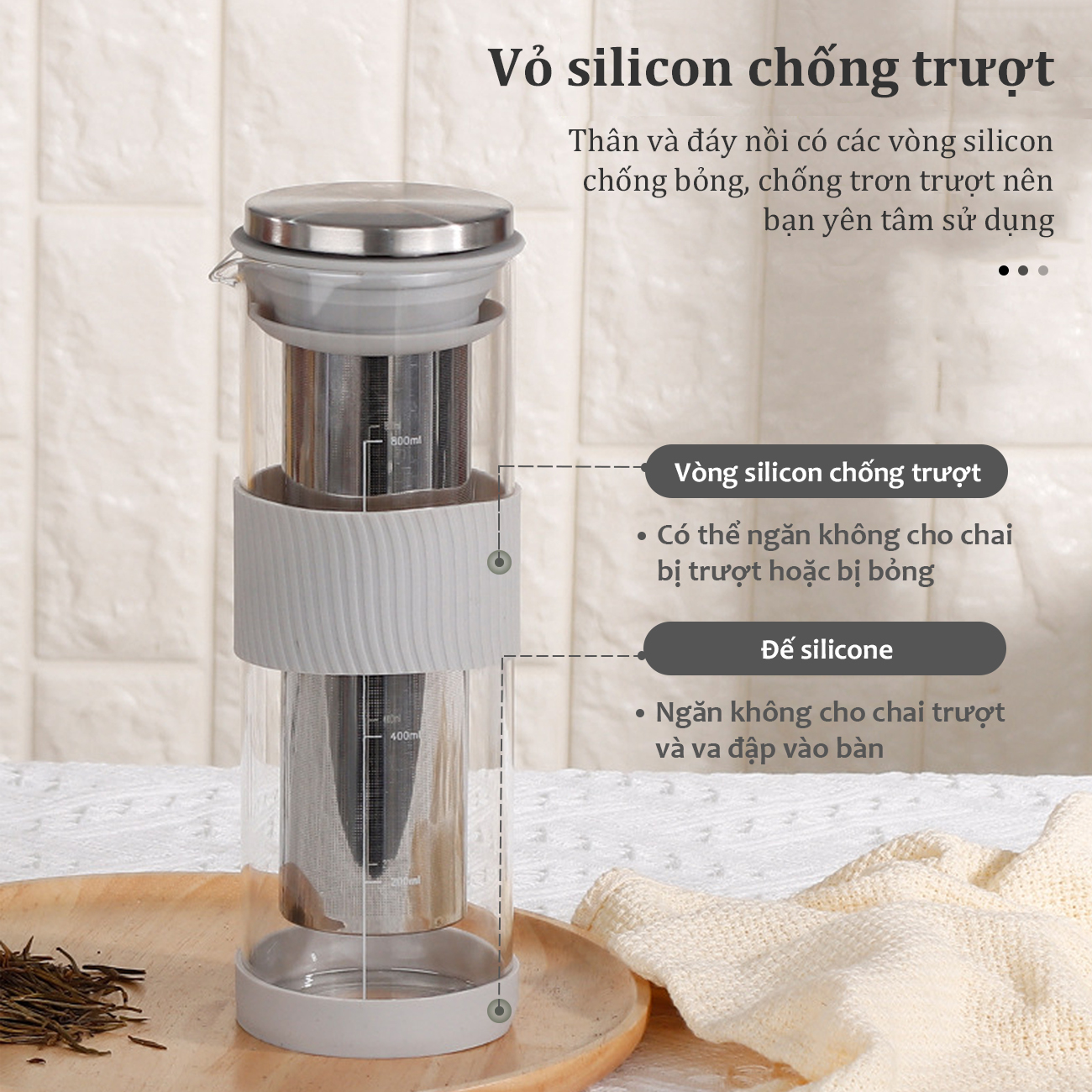 Bình pha cà phê cold brew 800ml bình pha cold brew chất liệu thủy tinh cap cấp Bình ủ cold brew bộ lọc inox 304 pha trà phin pha coffee Cold brew coffee