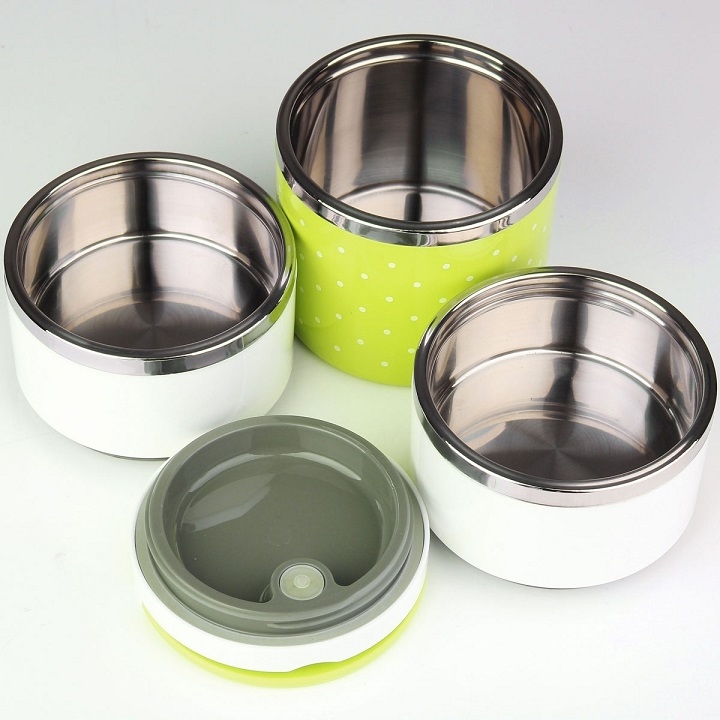 Cặp lồng cơm 2 tầng giữ nhiệt chấm bi ruột inox