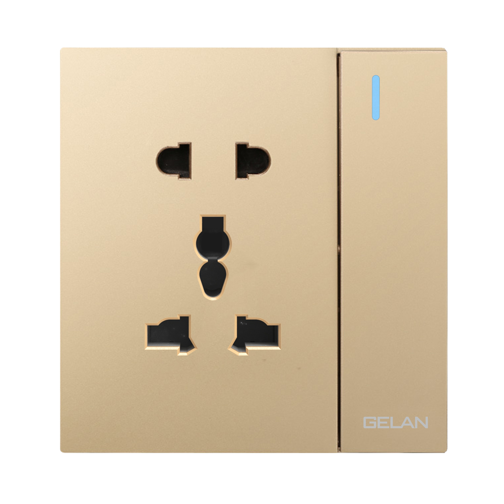 Bộ ổ cắm đôi 5 chấu đa năng, có công tắc 1/2 chiều Gelan