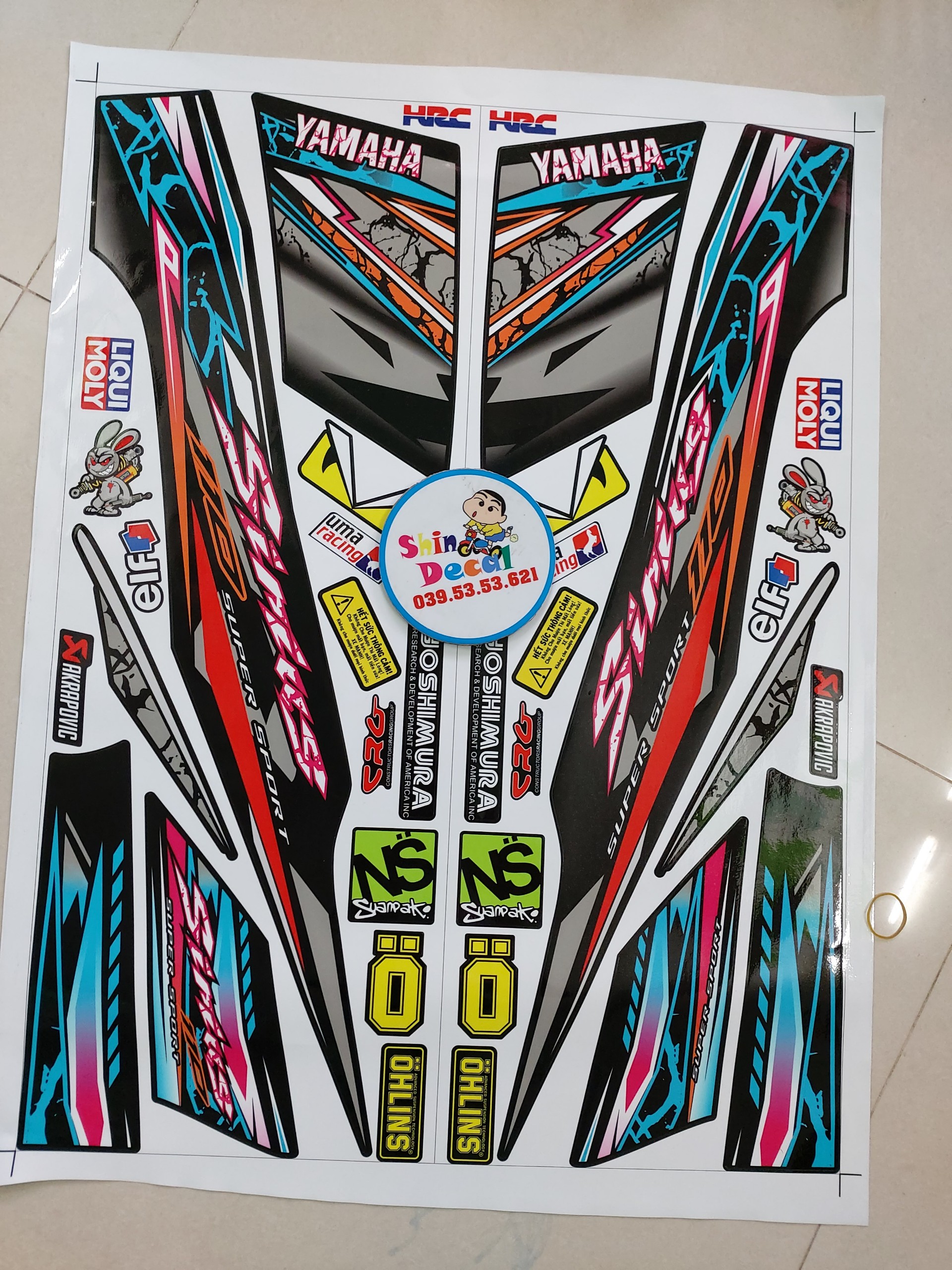 Tem xe sirius xăng cơ hoa văn chỉ