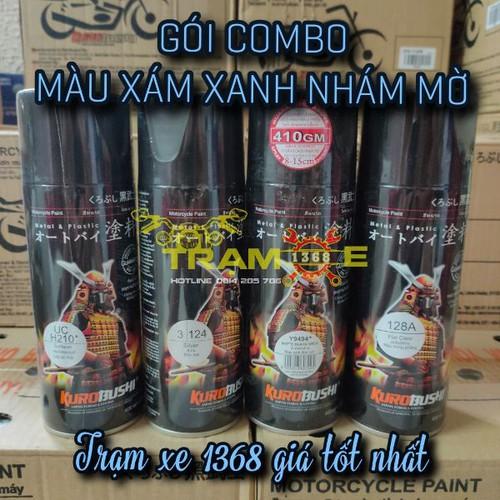 Combo sơn xịt Samurai màu xám xanh nhám mờ Y9494 đủ quy trình bền đẹp