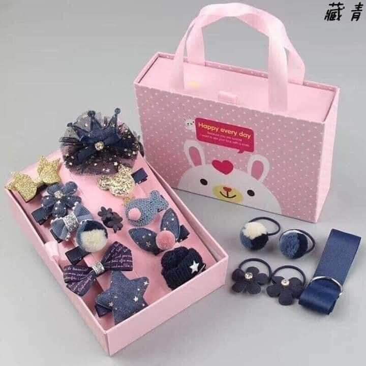 [QUA TANG] Kẹp tóc cho bé gái - hộp 18 món