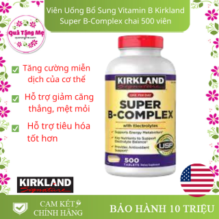 Viên Uống Bổ Sung Vitamin B Kirkland Super B-Complex chai 500 viên Làm Tăng Khả Năng Hấp Thụ, Chuyển Hóa Năng Lượng, Tăng Cường Hệ Miễn Dịch, Giảm Căng Thẳng, Phù Hợp Với Người Làm Việc Nhiều, Suy Nhược, Gầy Yếu thumbnail