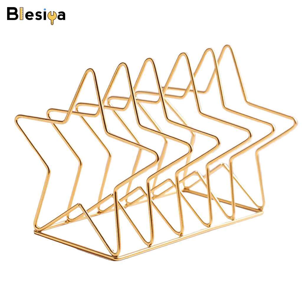Blesiya Metal Five-Pointed Star Shape Desktop File Rack Magazine Organizer