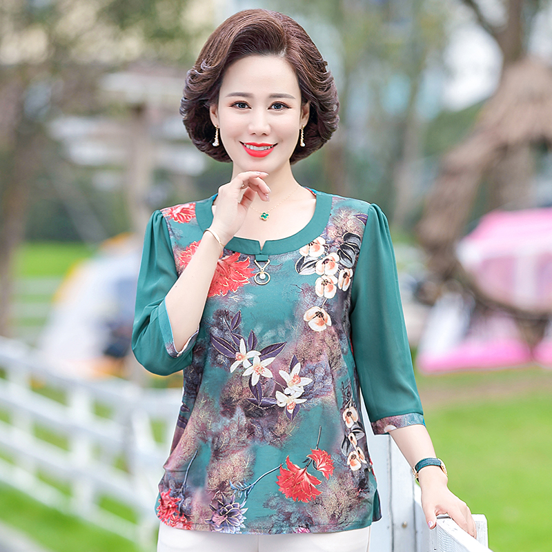 ÁO SƠ MI  HOA NỮ TRUNG NIÊN KIỂU DÁNG  SANG TRỌNG
