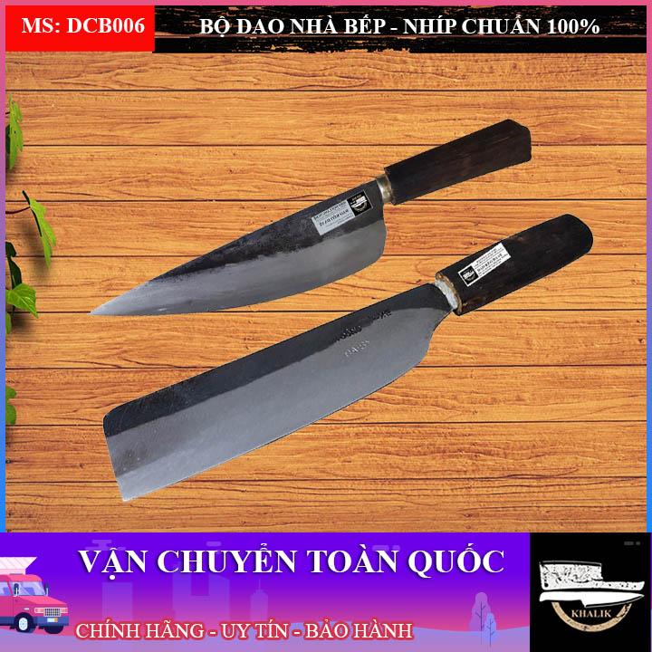 Bộ 02 dao bếp, dao bầu nhọn cán đen và dao thái to (dao bầu, dao bài thái), dao nhíp xe - Dao Đa Sỹ, Khánh Linh - DCB006