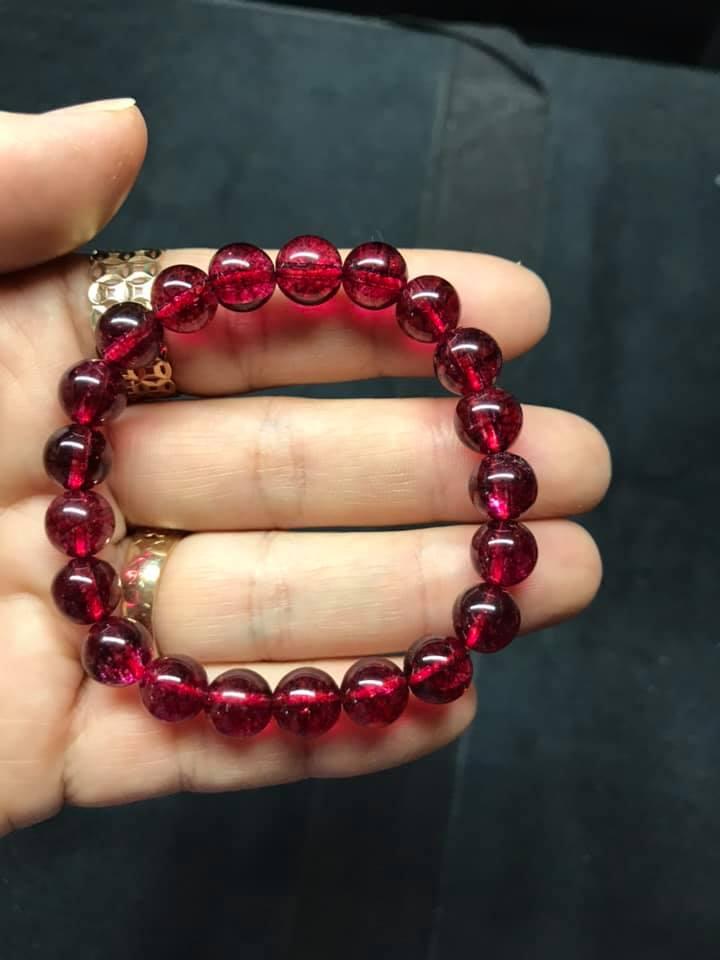 Vòng tay thạch anh ưu linh đỏ hồng 8ly