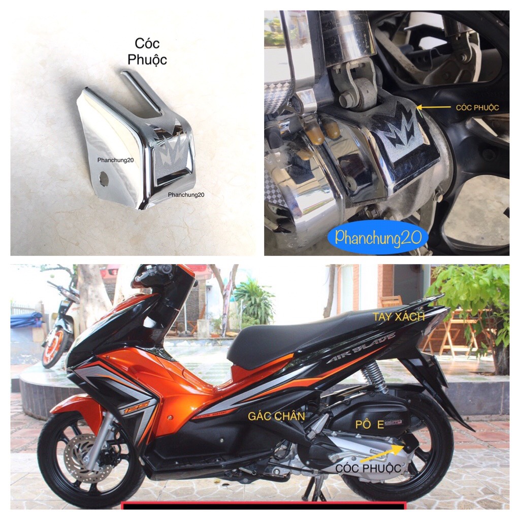 Ốp cóc phuộc sau dùng cho đời xe ab 2013 2014 2015 crom