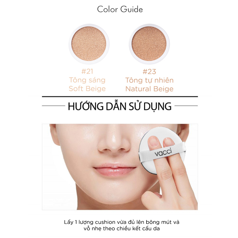 Phấn nước VACCI - dưỡng da cao cấp Vacci CC Cushion SPF50+ PA+++