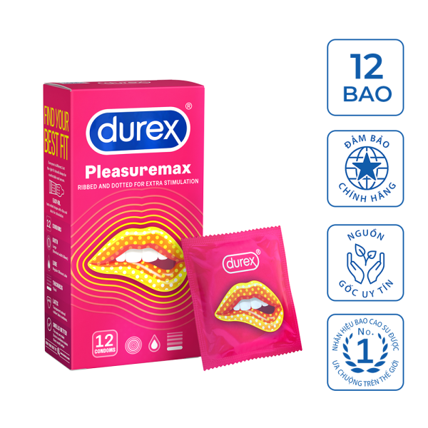 Bao cao su Durex Pleasuremax Hộp 12 Bao nhập khẩu