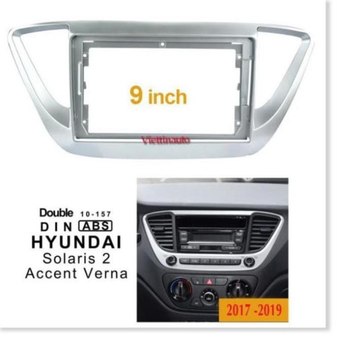 Mặt dưỡng mặt nạ lắp khung lắp màn hình 9 In Huyndai Accent 2017 -2019 Kèm rắc nguồn